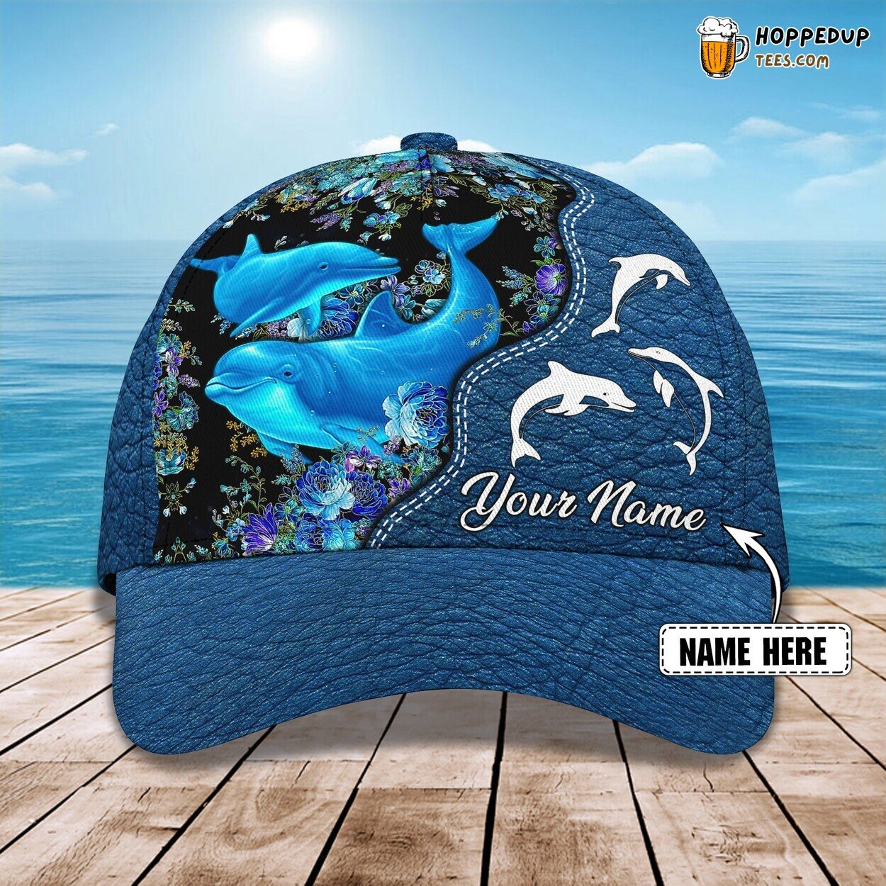 3D Classic Cap Love Dolphins Ocean Series Personalized Name Classic Hat Design