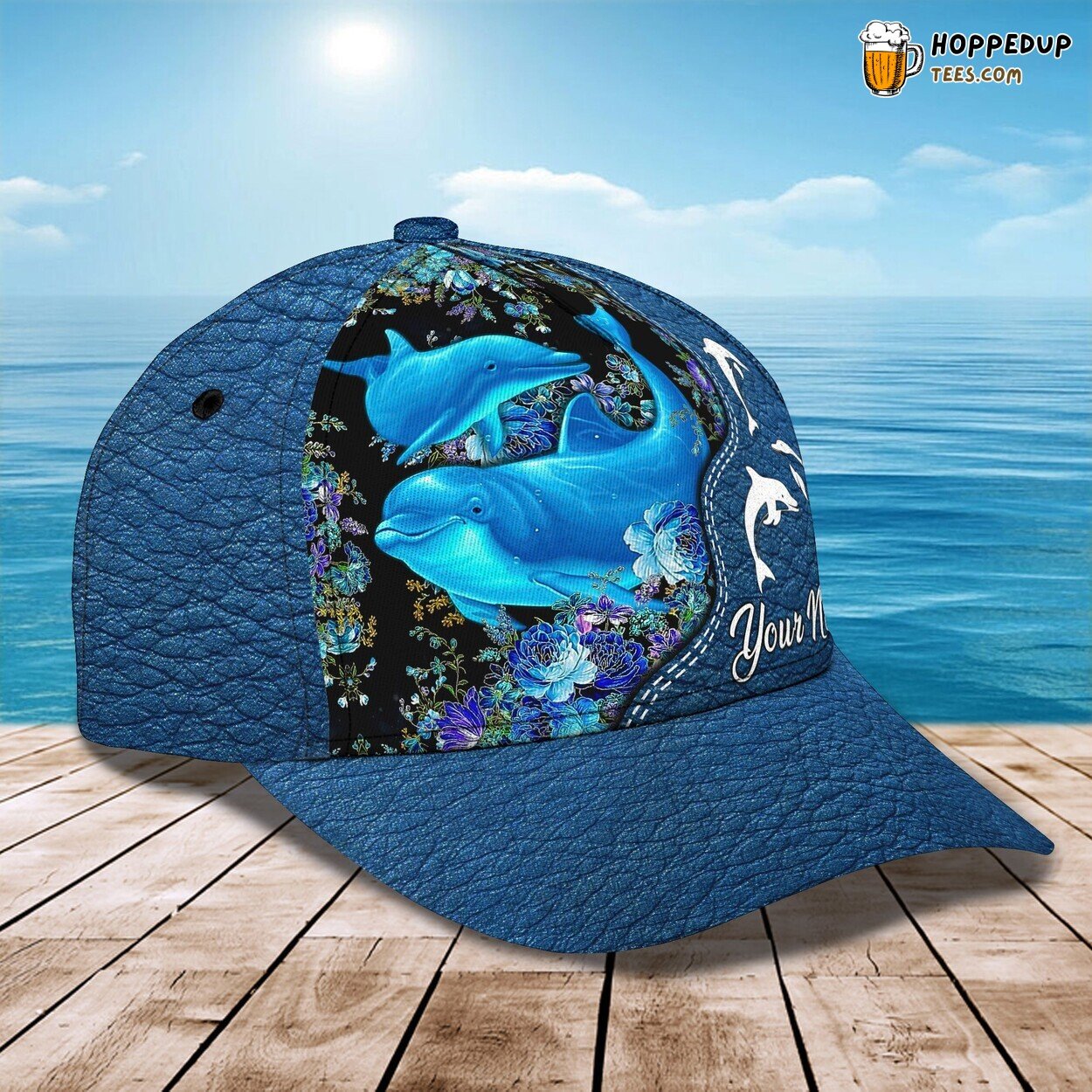 3D Classic Cap Love Dolphins Ocean Series Personalized Name Classic Hat Design