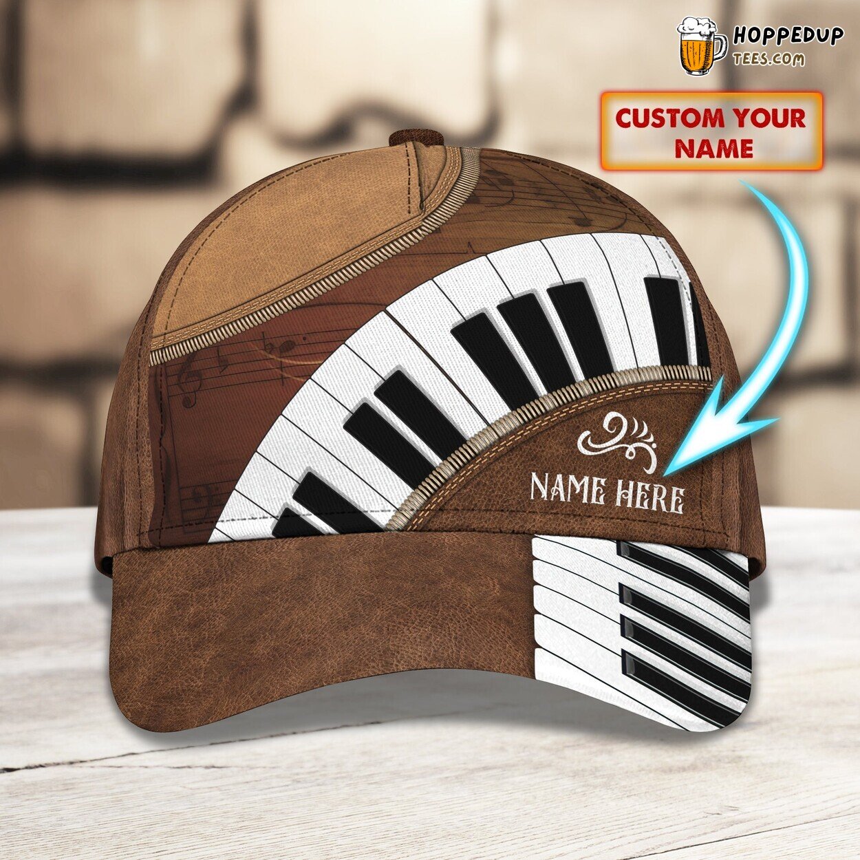 3D Classic Cap Love for Piano Personalized Name Unique Hat Tribute