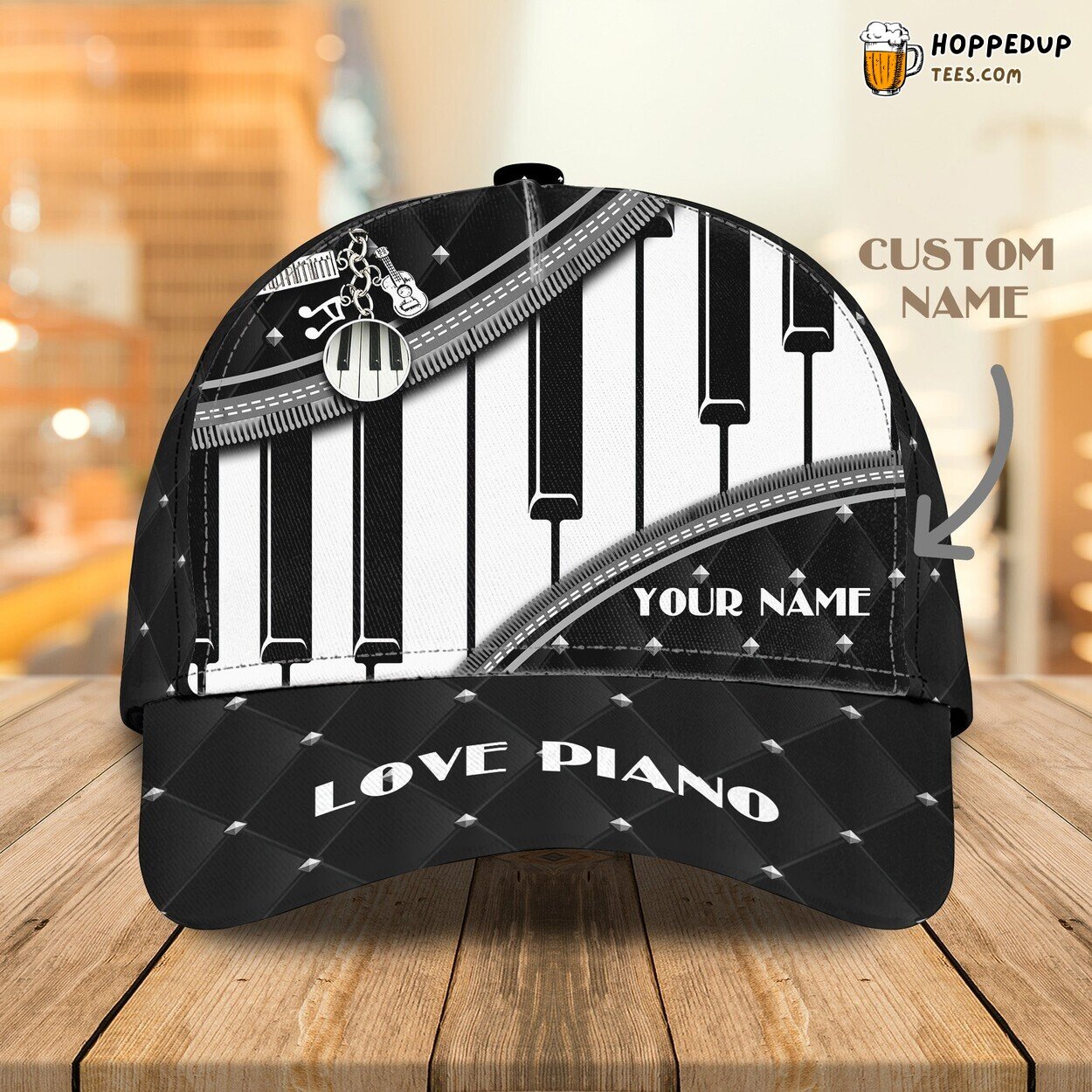 3D Classic Cap Love Piano Personalized Name Design Unique Premium Style