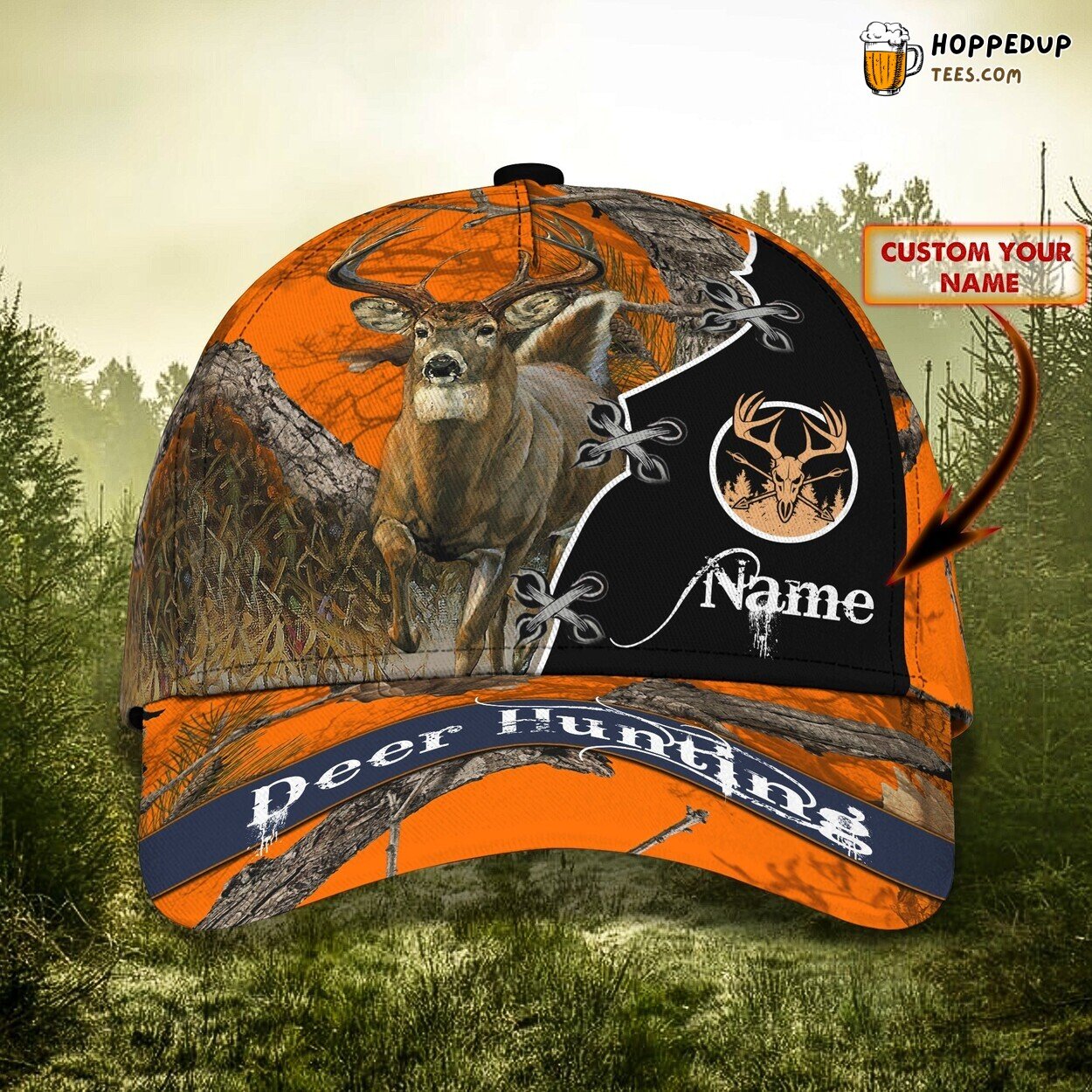 3D Classic Cap Majestic Deer Hunter Personalized Name Hat Design