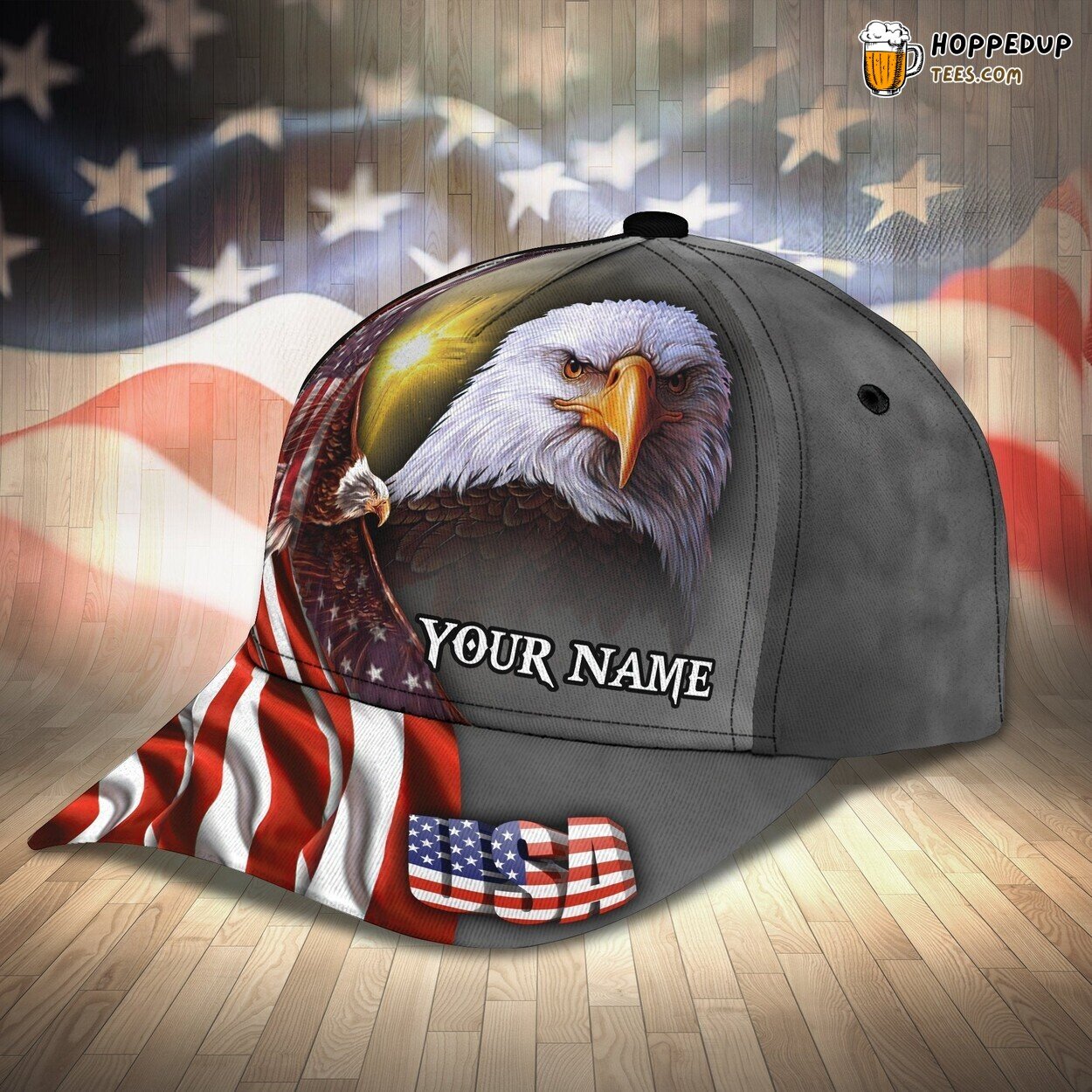 3D Classic Cap Majestic Eagle Personalized Name Classic Hat Tribute Series