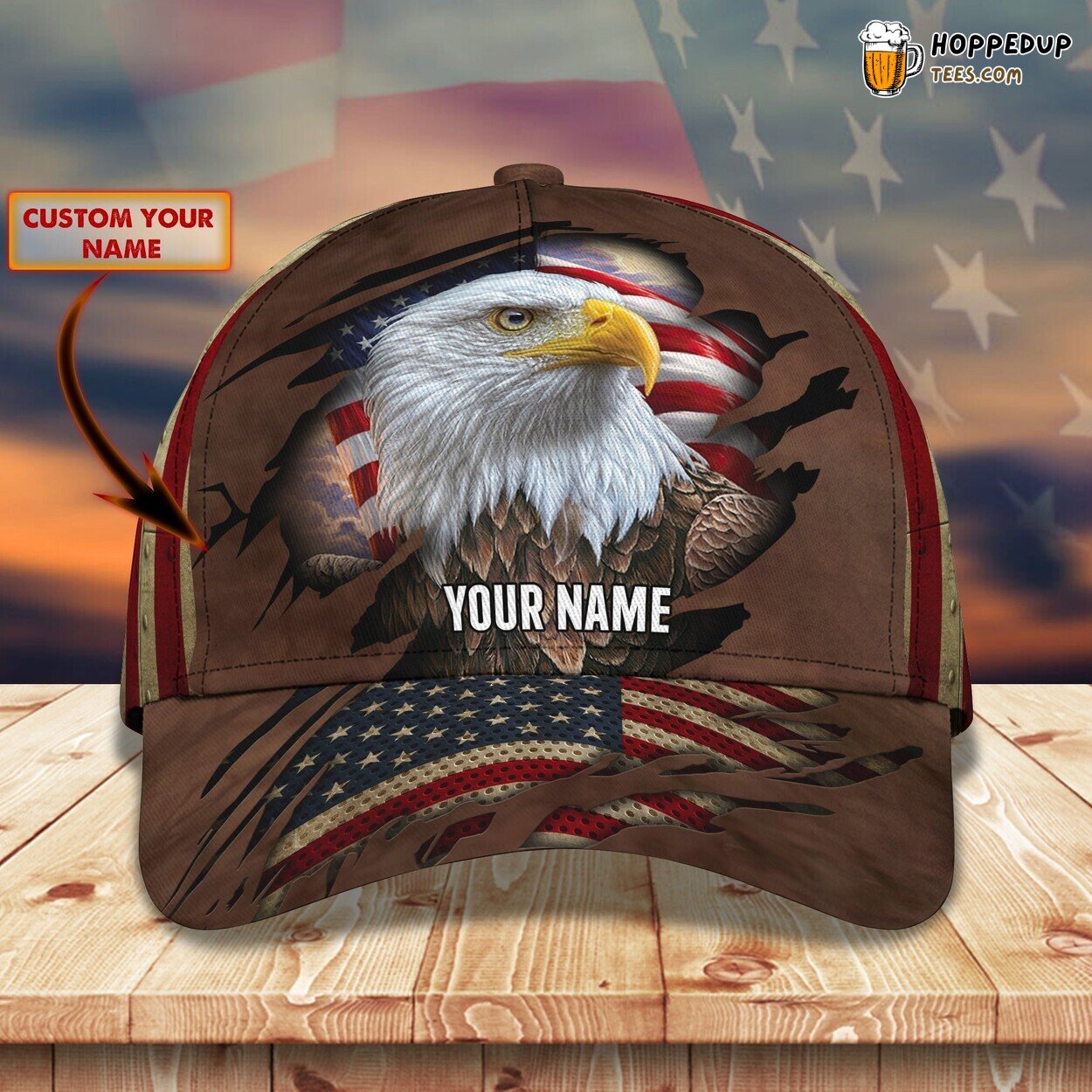 3D Classic Cap Majestic Eagle Personalized Name Classic Hat Unique Design