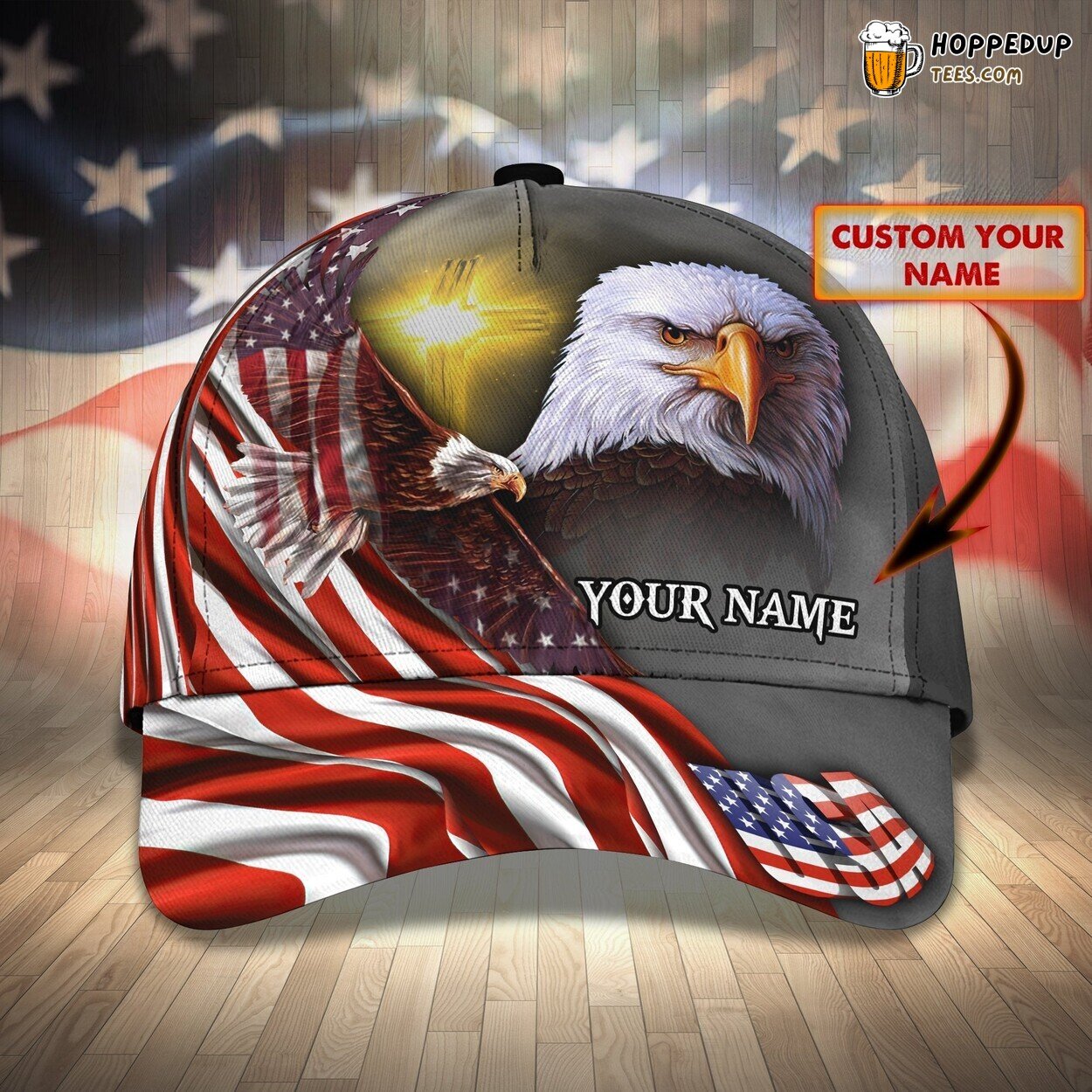 3D Classic Cap Majestic Eagle Personalized Name Unique Classic Hat