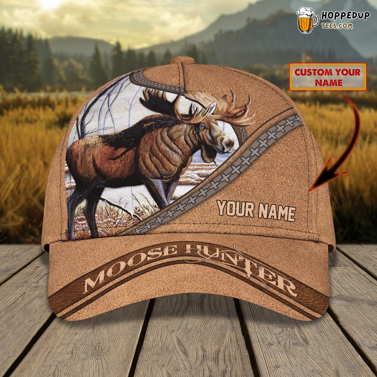 3D Classic Cap Moose Hunter Adventure Personalized Name Classic Hat Tribute