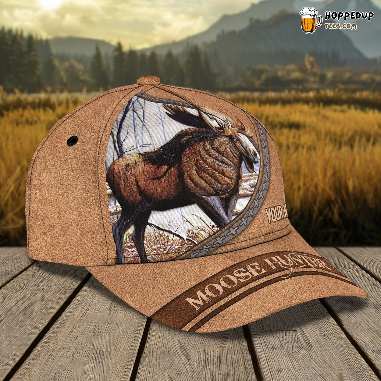 3D Classic Cap Moose Hunter Adventure Personalized Name Classic Hat Tribute