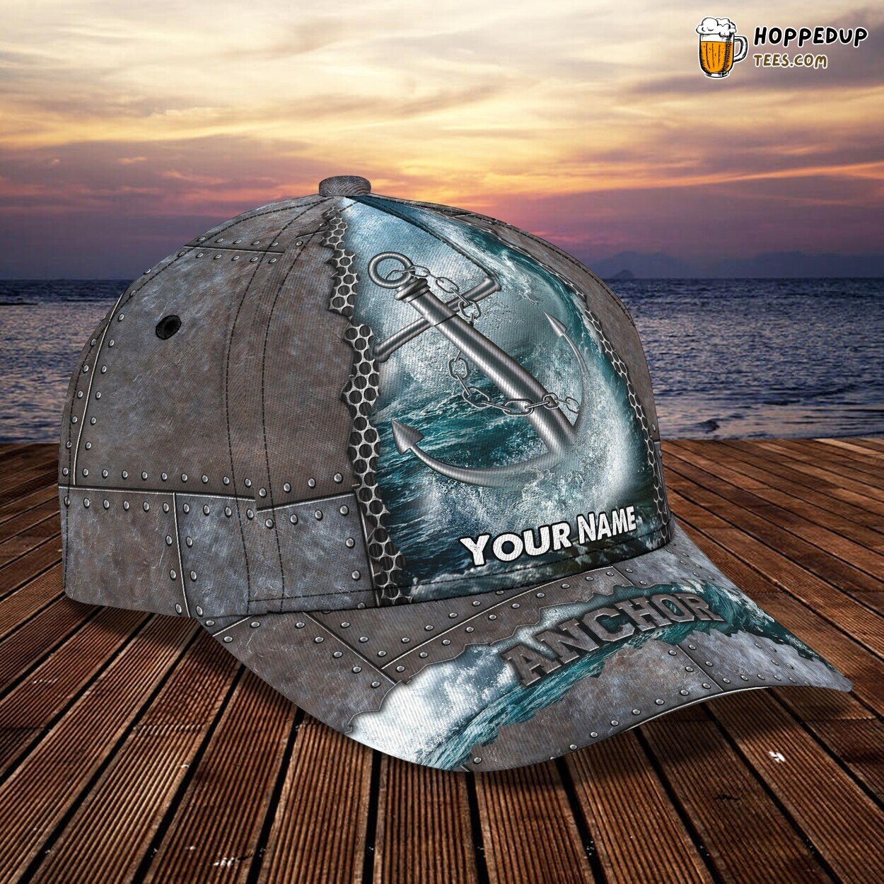 3D Classic Cap Nautical Anchor Design Personalized Name Unique Trend