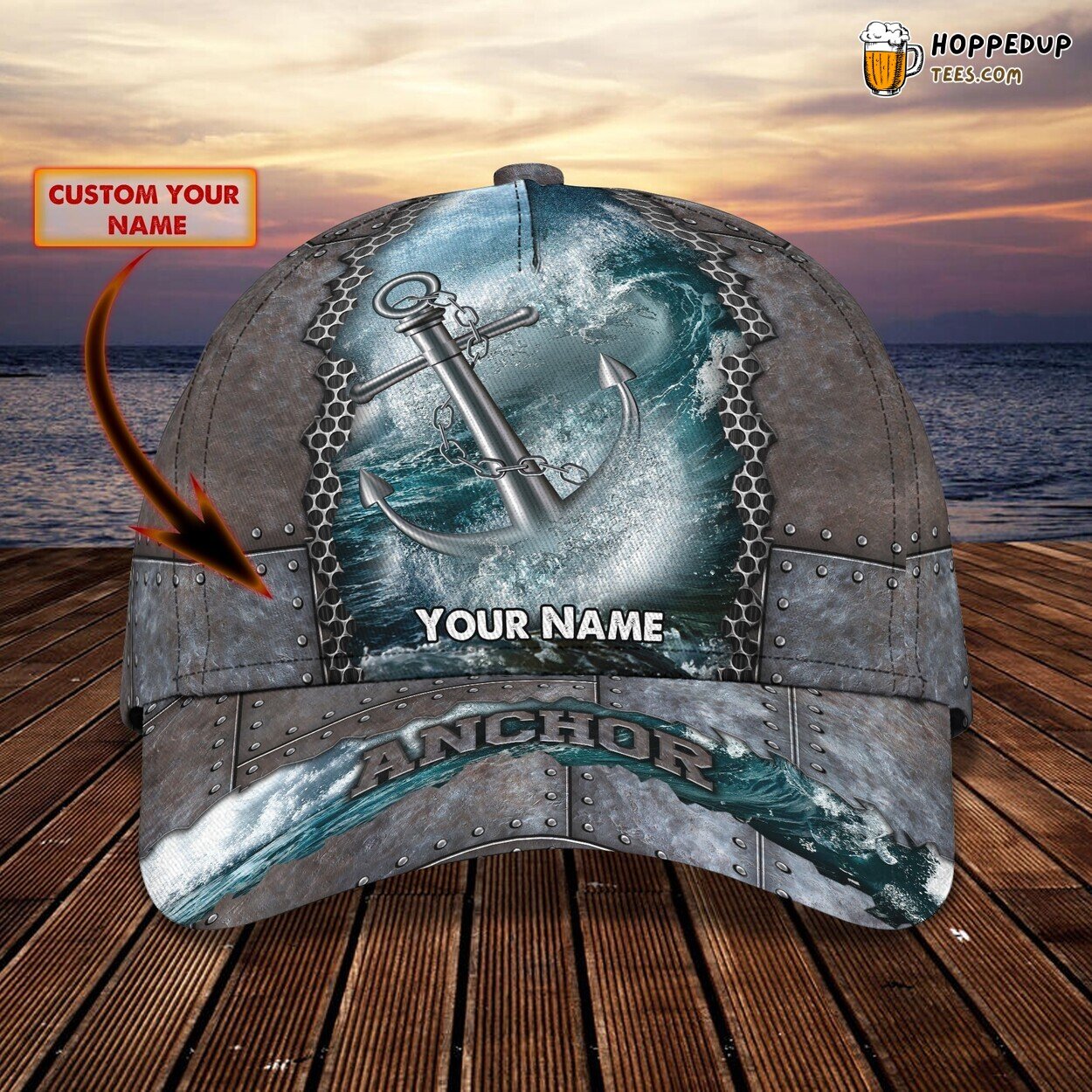 3D Classic Cap Nautical Anchor Design Personalized Name Unique Trend