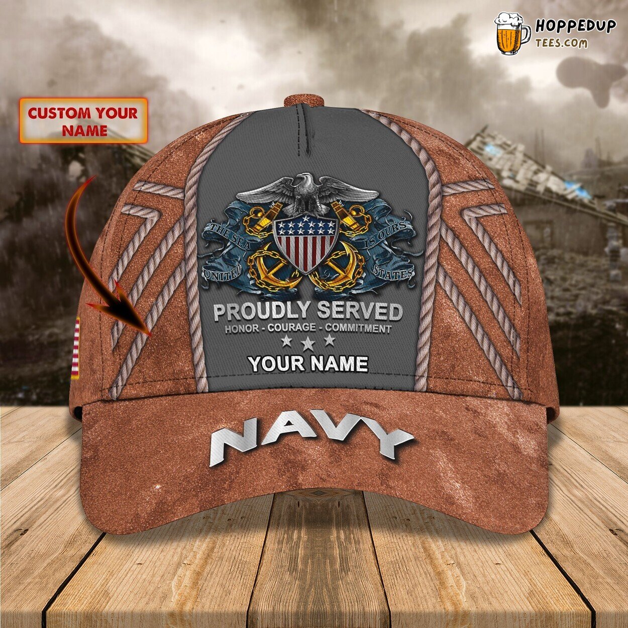 3D Classic Cap Navy Service Commemoration Personalized Name Hat Design