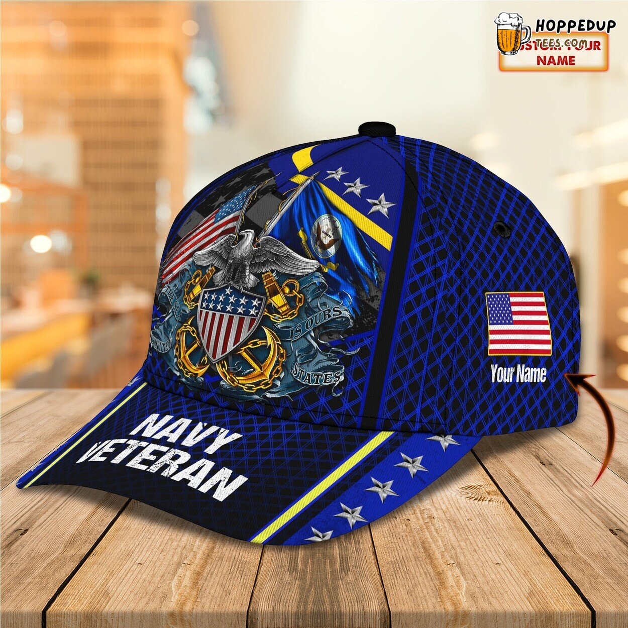 3D Classic Cap Navy Veteran Honor Personalized Name Hat Experience