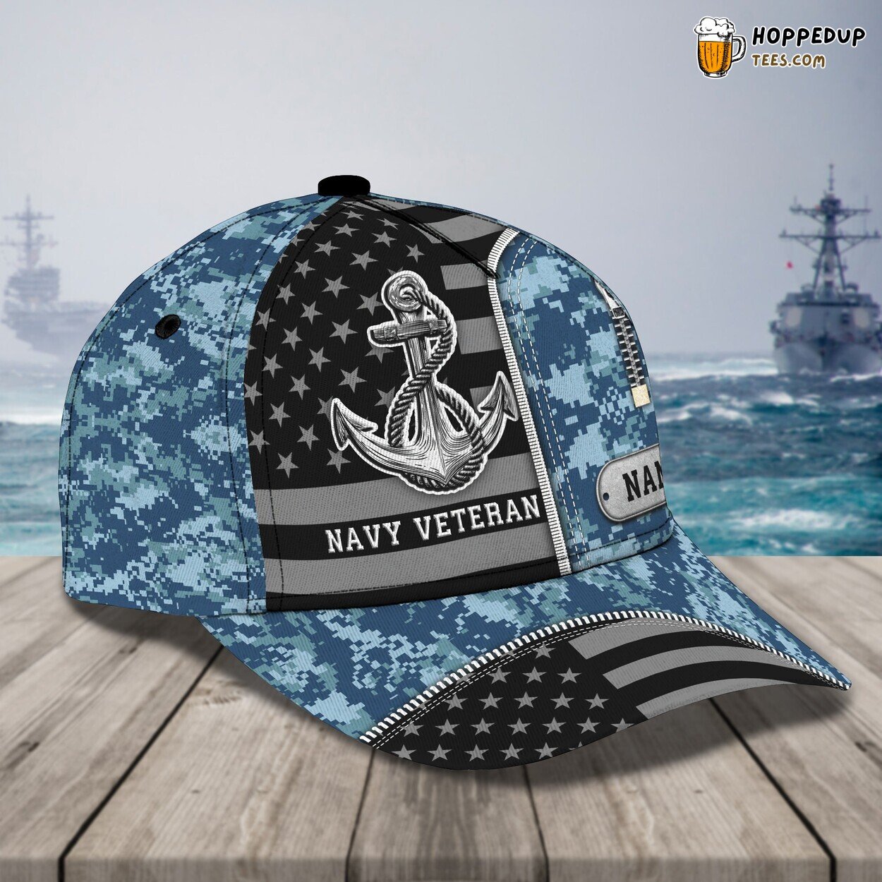 3D Classic Cap Navy Veterans Pride Personalized Name Unique Hat Design