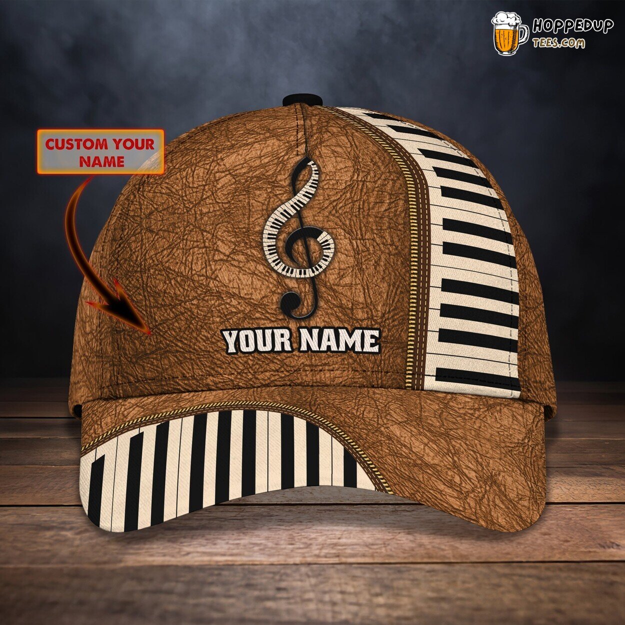 3D Classic Cap Passion for Piano Music Personalized Name Hat Tribute