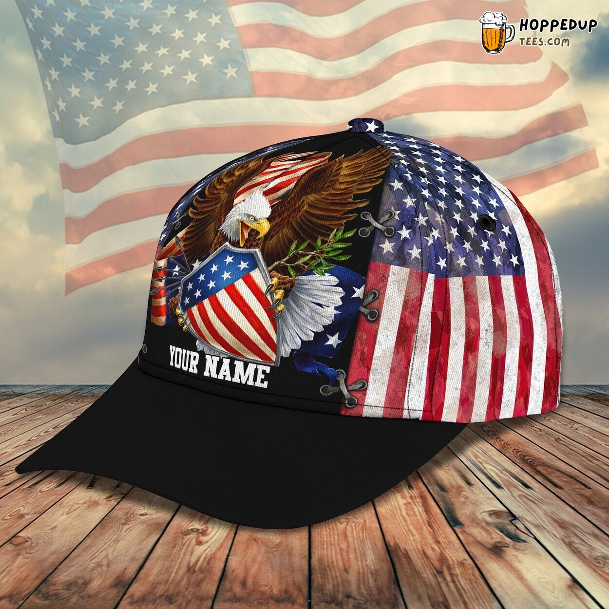 3D Classic Cap Patriotic Tribute Featuring Eagle Personalized Name Classic Hat