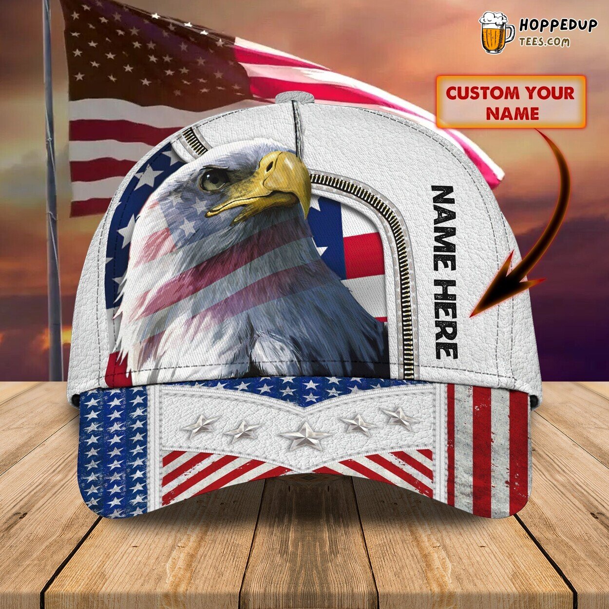 3D Classic Cap Personalized Name Design Celebrating Eagle America