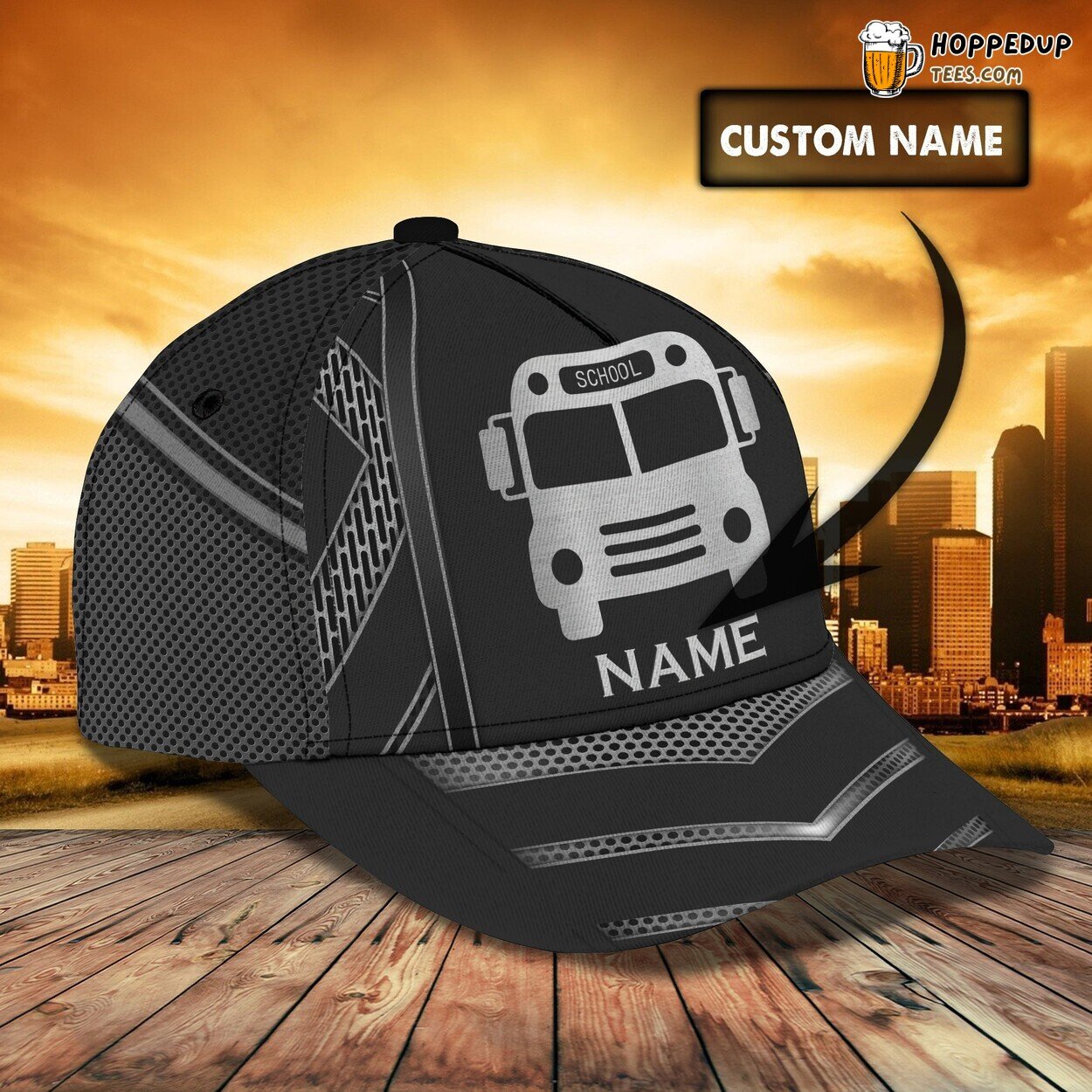3D Classic Cap Personalized Name Distinct Design Celebrating Bus Theme