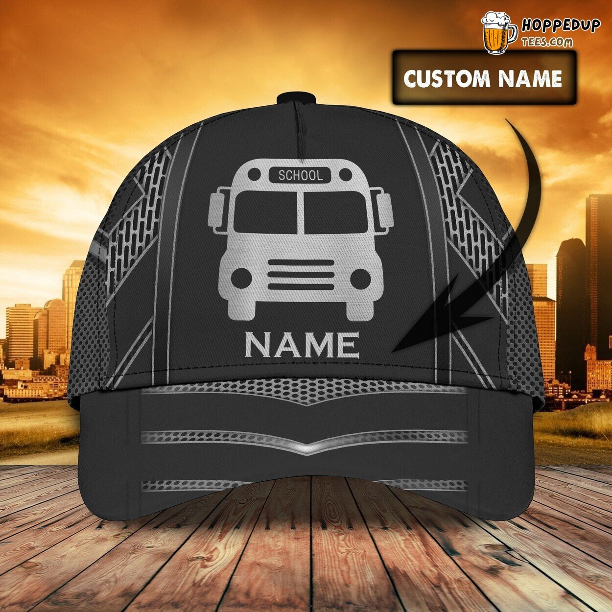 3D Classic Cap Personalized Name Distinct Design Celebrating Bus Theme