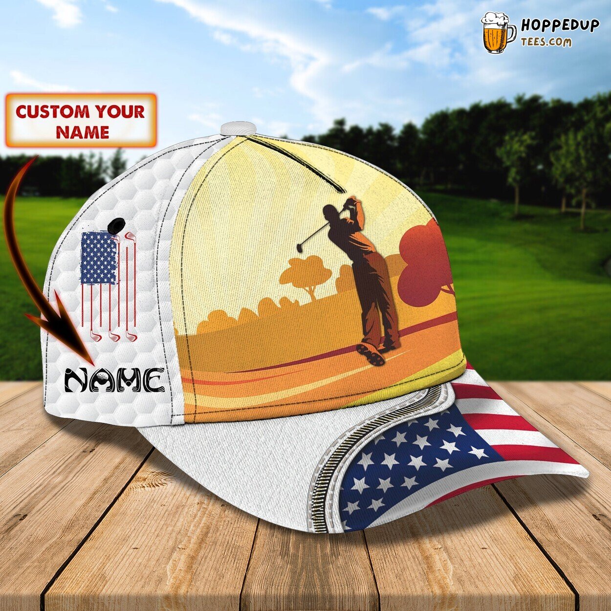 3D Classic Cap Personalized Name Distinct Design Embracing Golf Sport