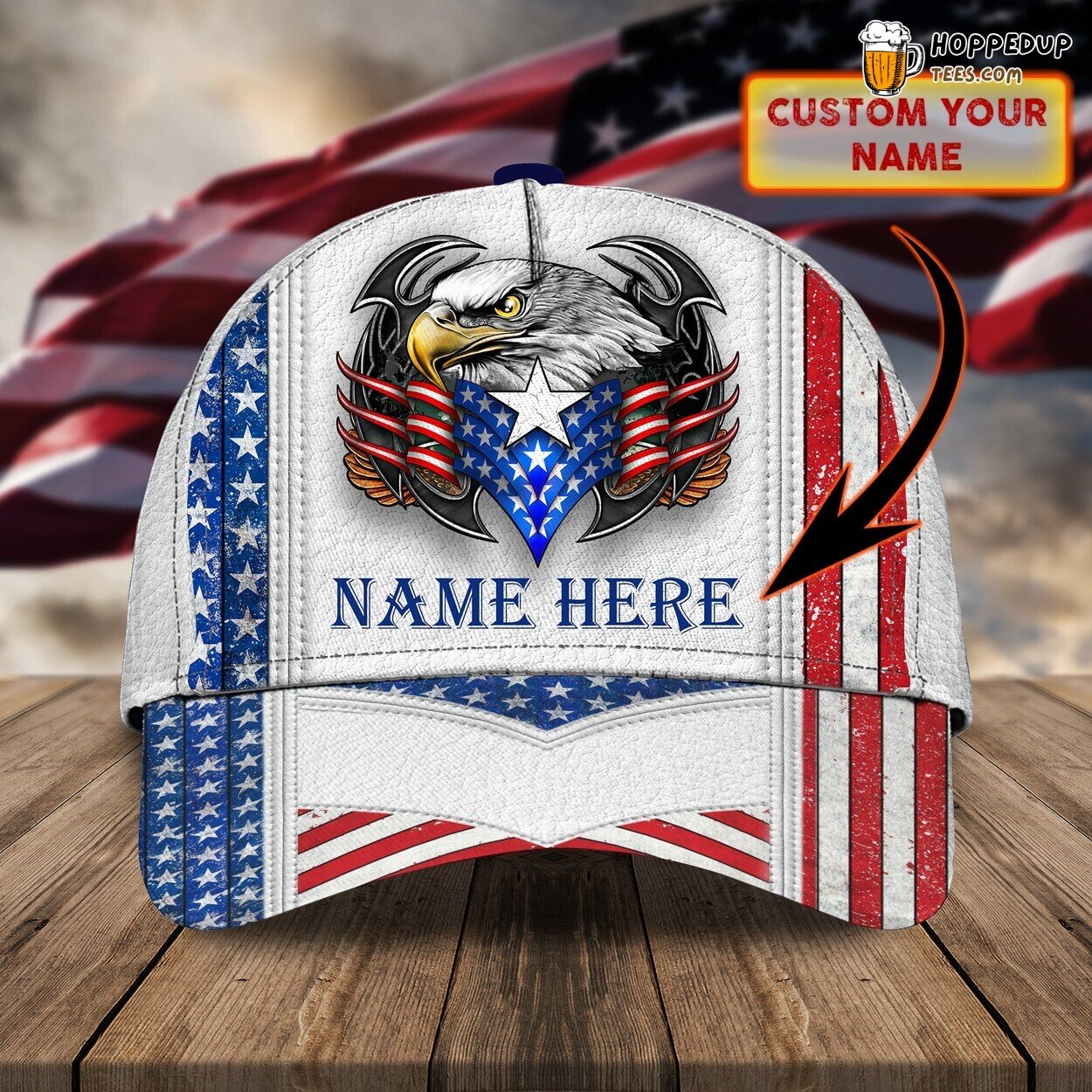 3D Classic Cap Personalized Name Honoring America Egagle Design