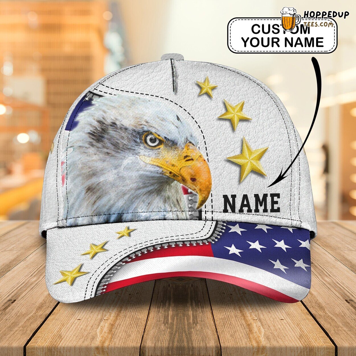 3D Classic Cap Personalized Name Honoring American Eagle Design Cap