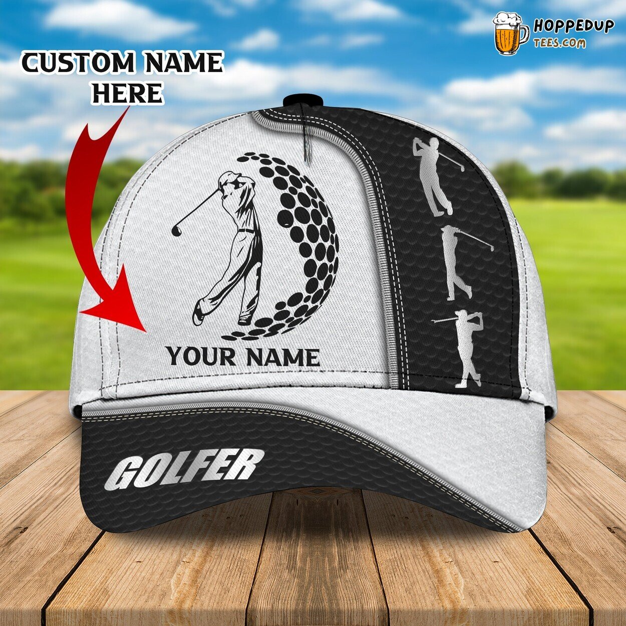 3D Classic Cap Personalized Name Signature Golfer Design Cap