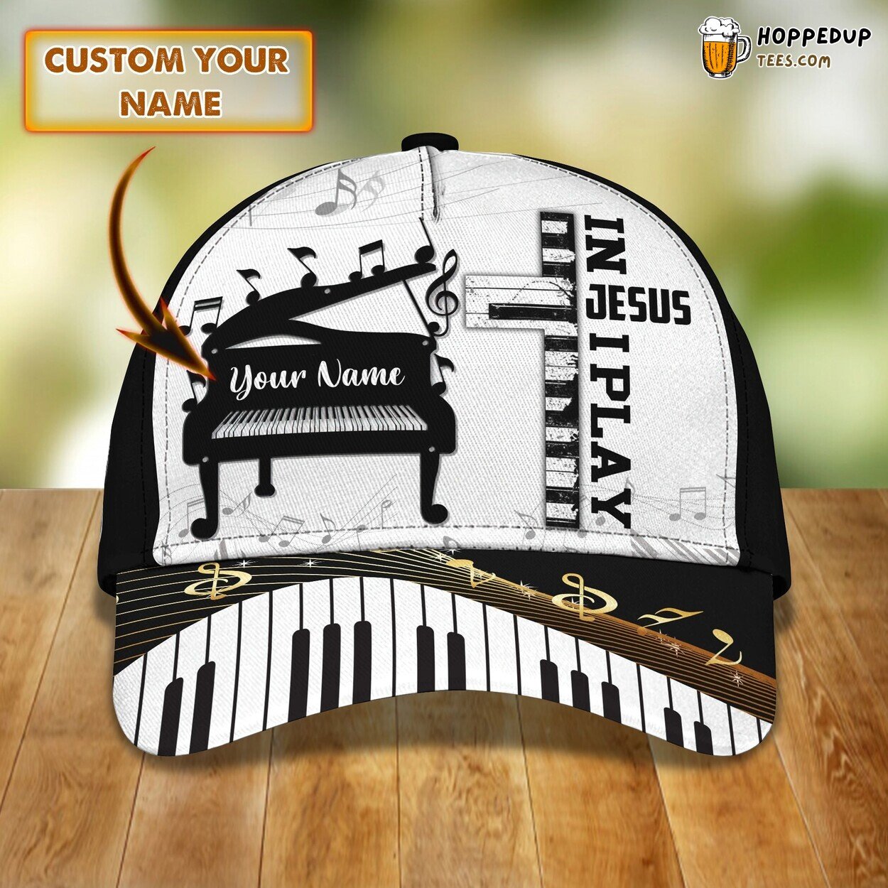 3D Classic Cap Piano Harmony Personalized Name Unique Hat Tribute