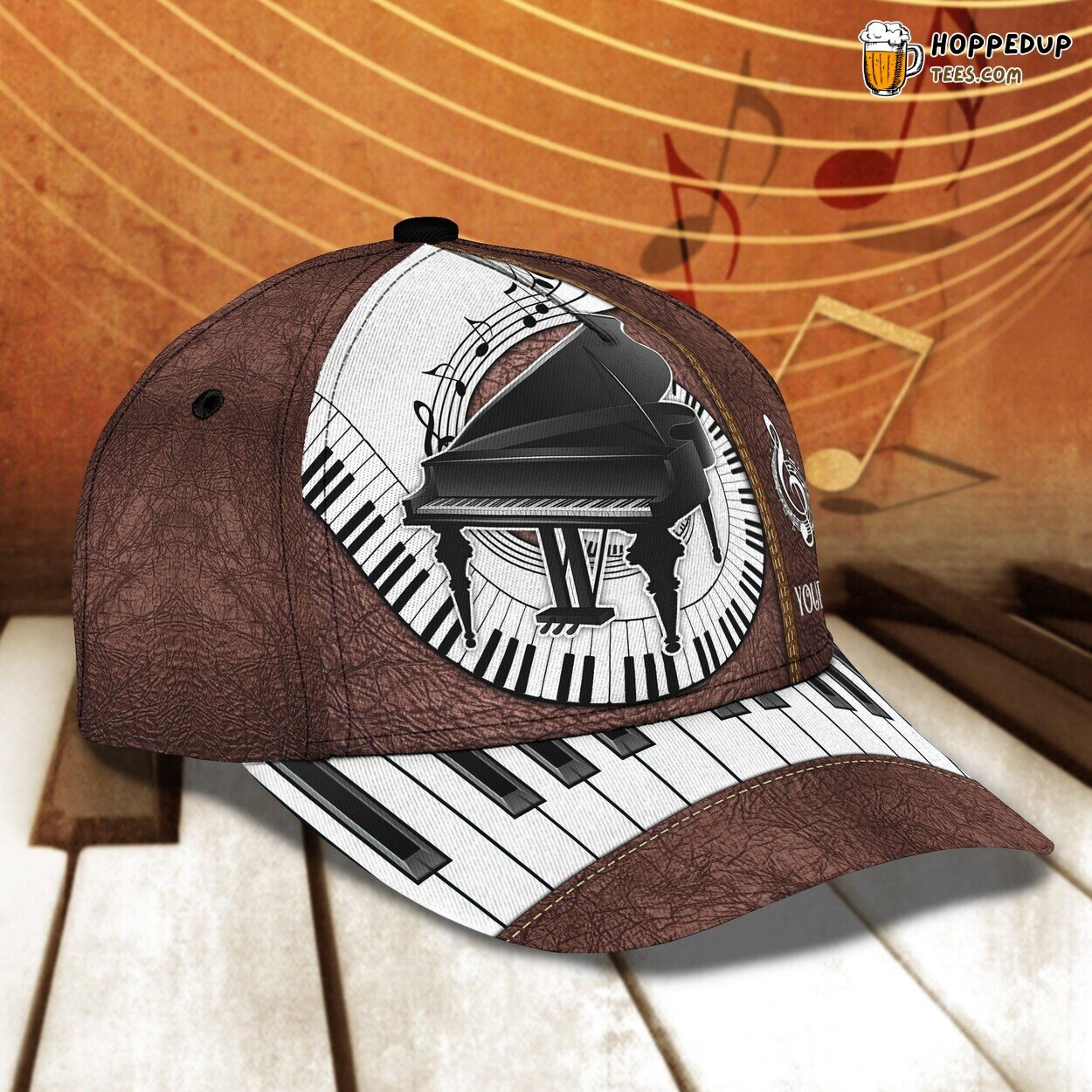 3D Classic Cap Piano Music Passion Personalized Name Hat Tribute