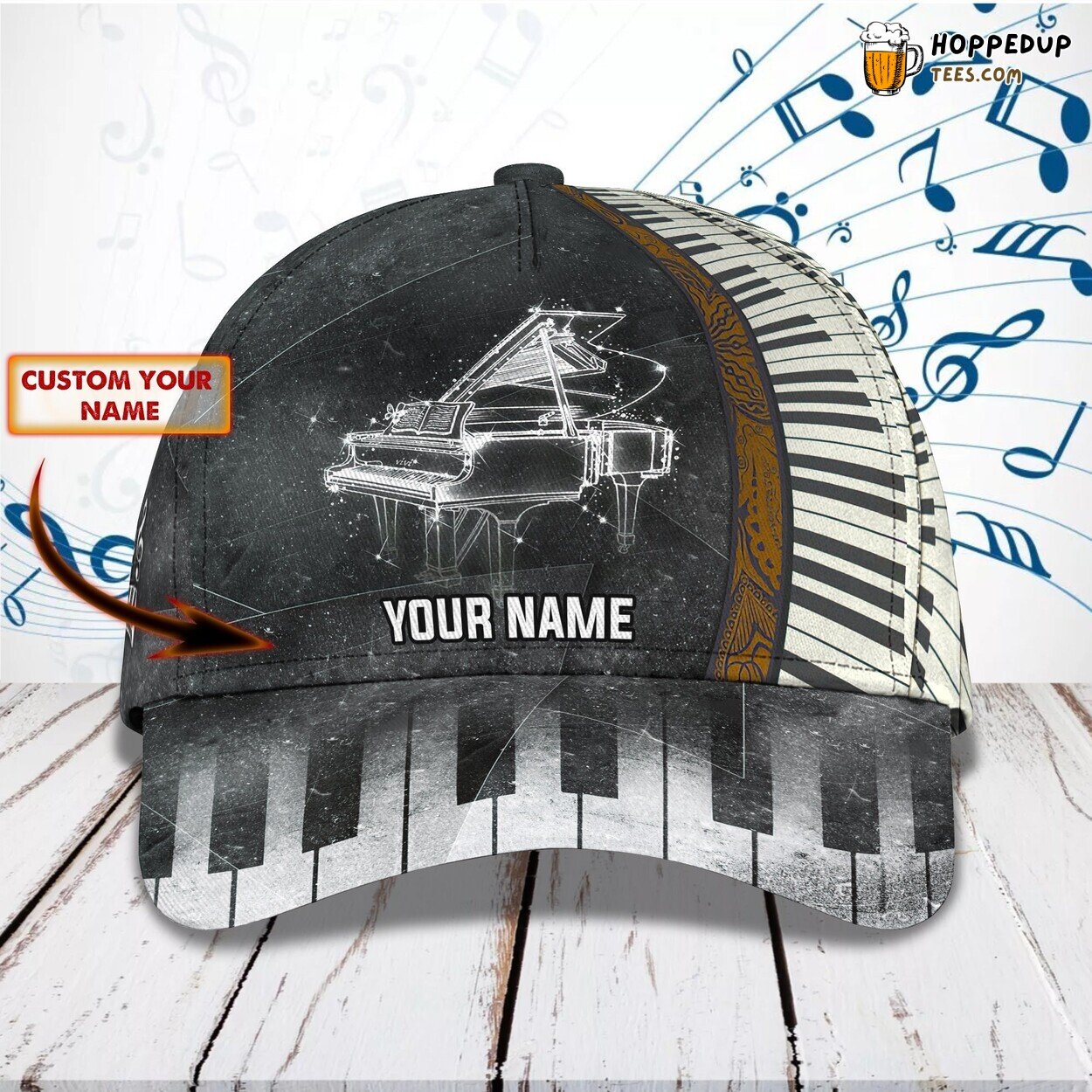 3D Classic Cap Piano Washed Personalized Name Unique Stylish Top Choice