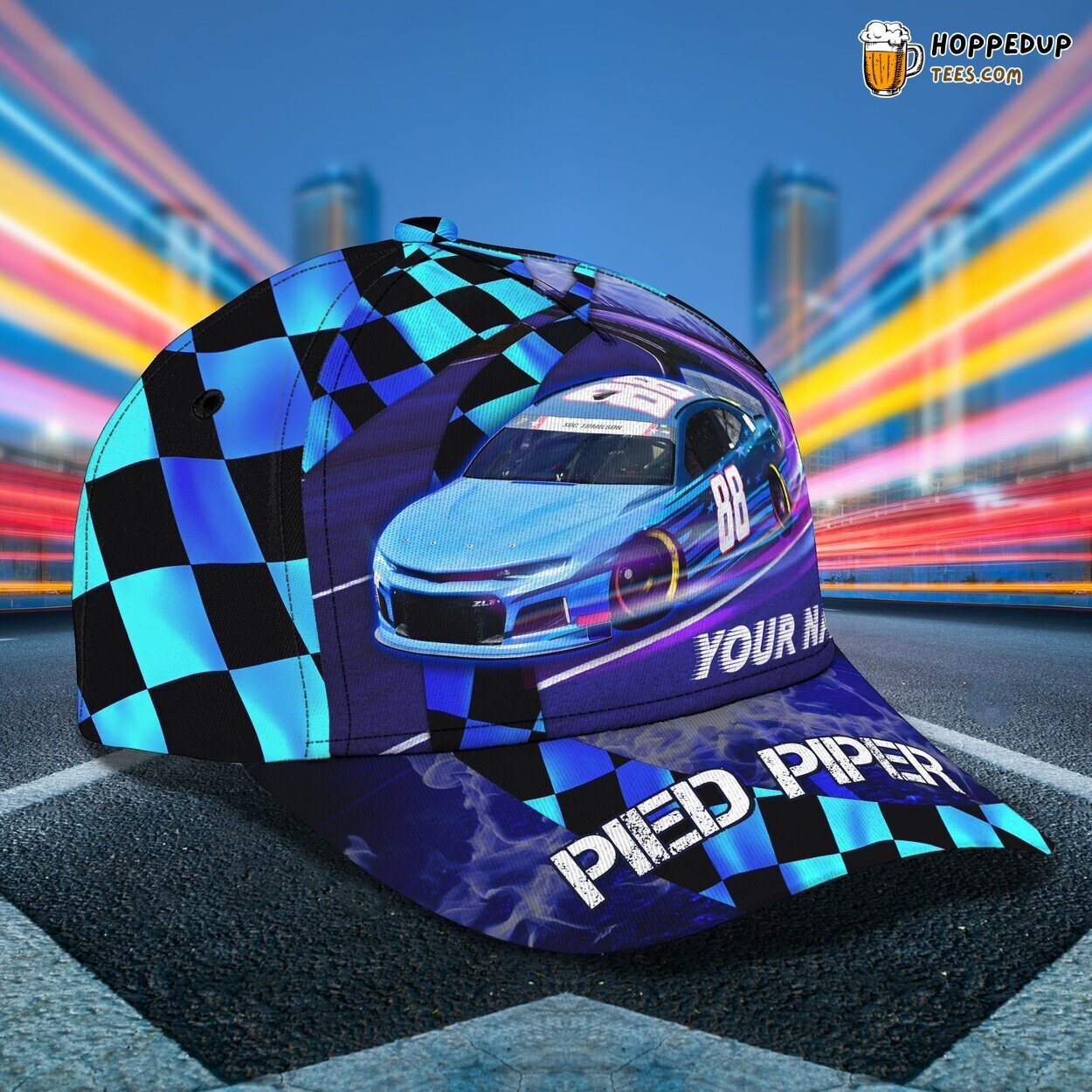 3D Classic Cap Pied Piper Car Racing Adventure Personalized Name Hat Design