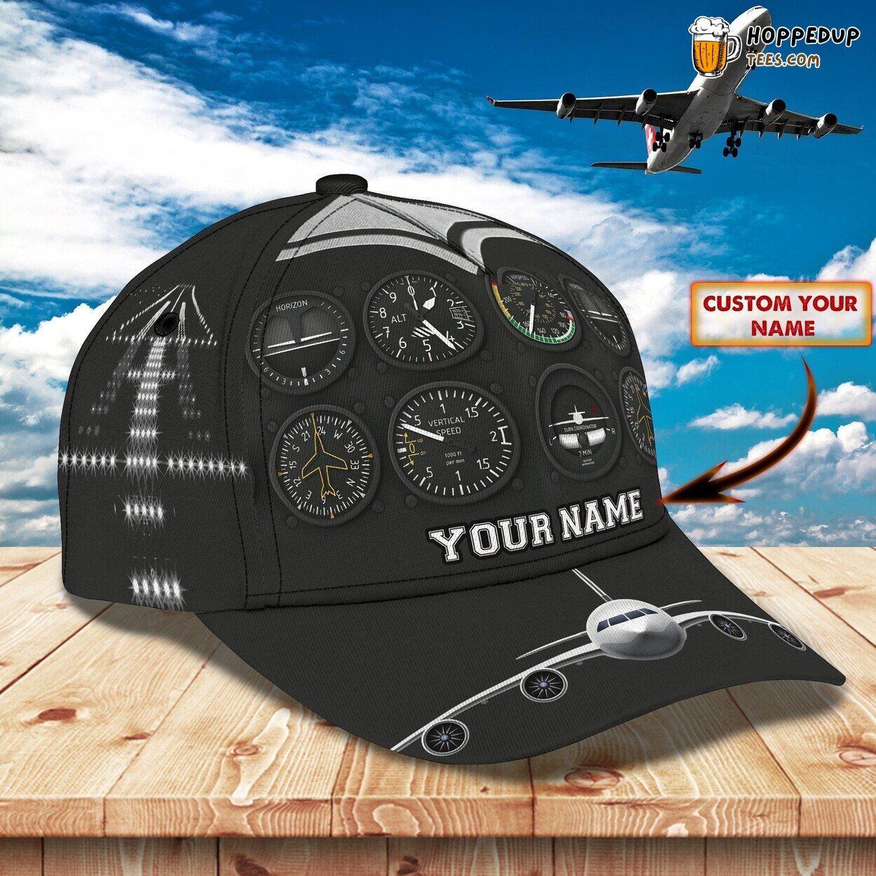 3D Classic Cap Pilot Flying High Personalized Name Classic Hat Unique Tribute