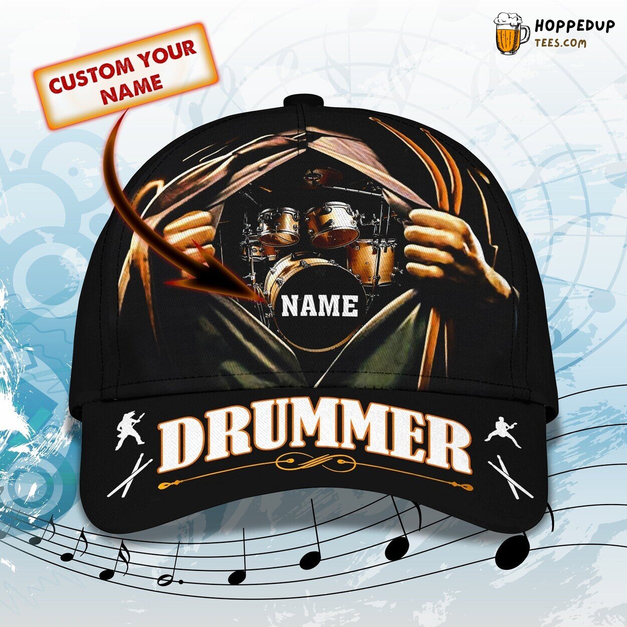 3D Classic Cap Praise to the Best Drummer Personalized Name Hat