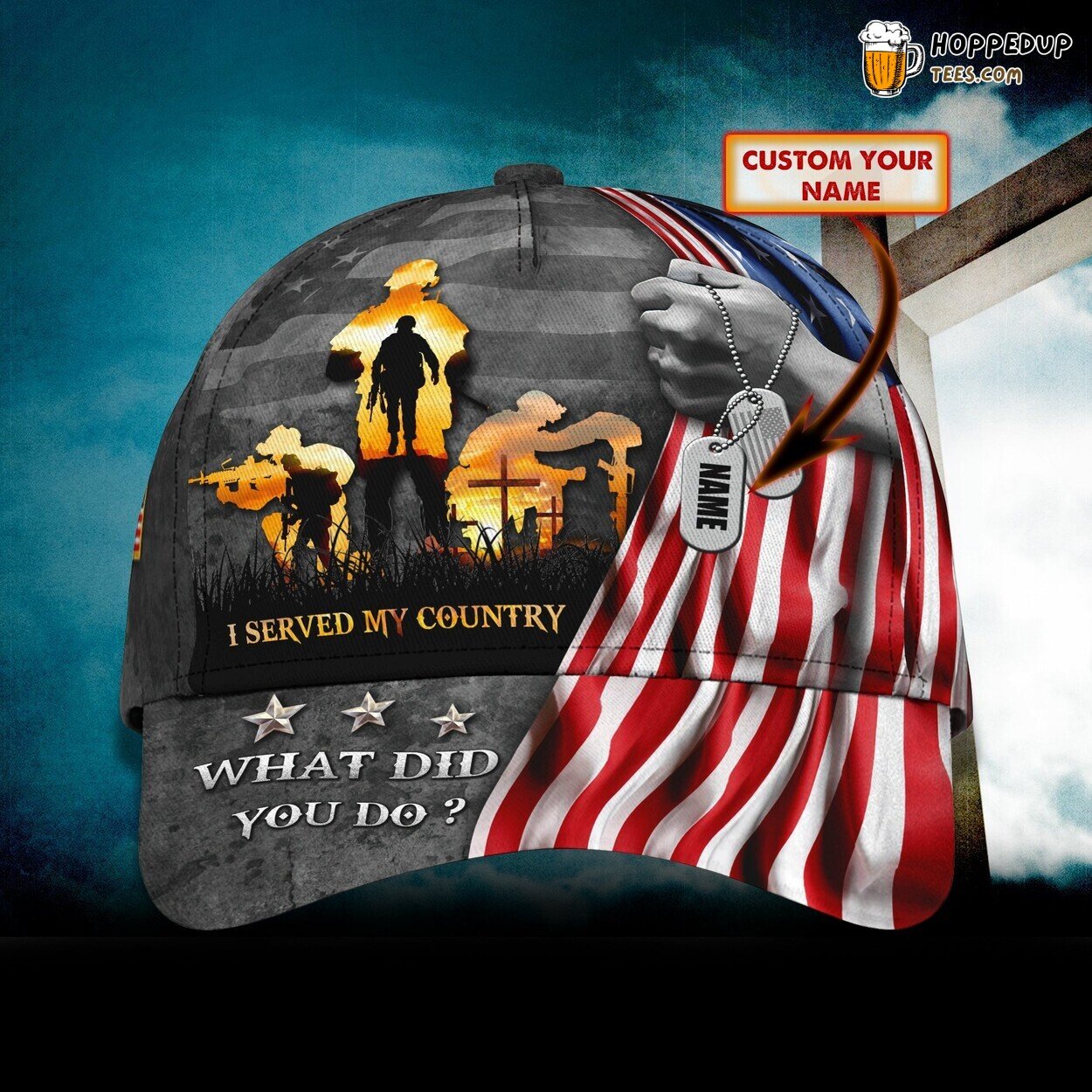 3D Classic Cap Proud Veteran Personalized Name Unique Hat Design