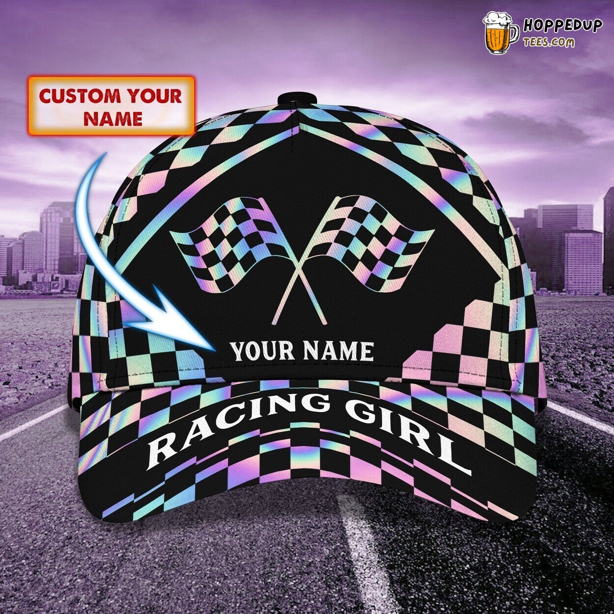 3D Classic Cap Racing Girl Speed Lovers Personalized Name Classic Hat Tribute