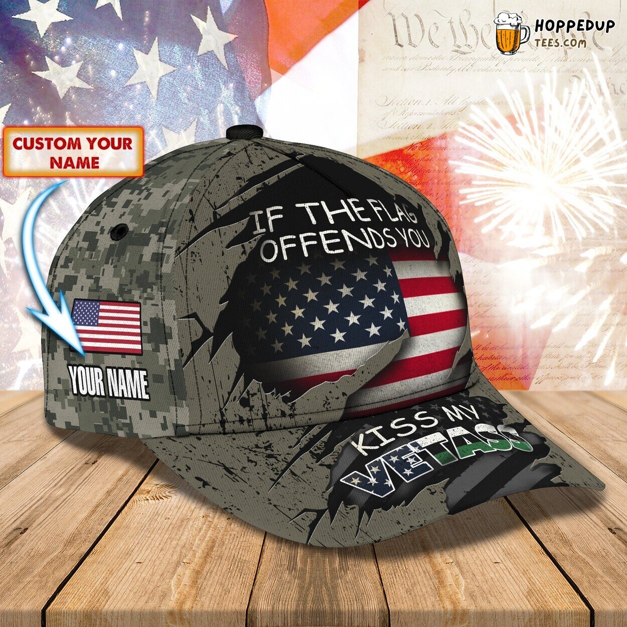 3D Classic Cap Respect Veterans Flag Theme Personalized Name Stylish Unique Trend
