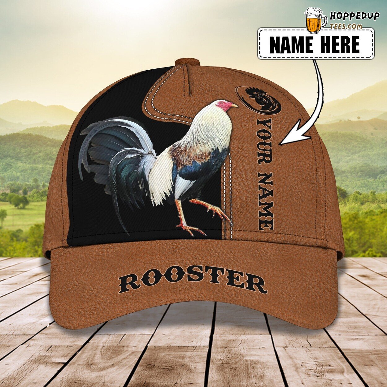 3D Classic Cap Rooster Morning Call Personalized Name Hat Tribute