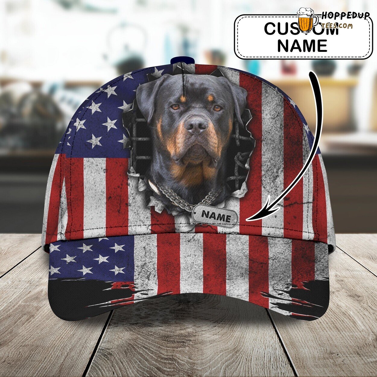 3D Classic Cap Rottweiler Personalized Name Stylish Unique Best Design Model