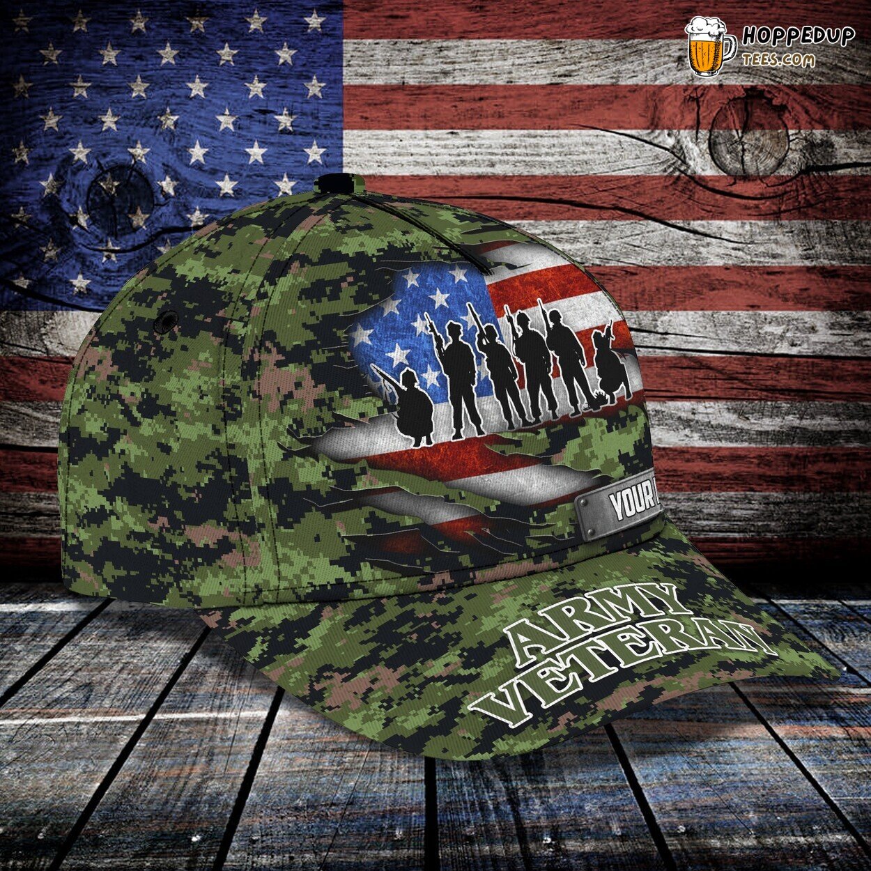 3D Classic Cap Salute to the Army Veteran Personalized Name Hat 3D Classic Cap Salute to the Army Veteran Personalized Name Hat