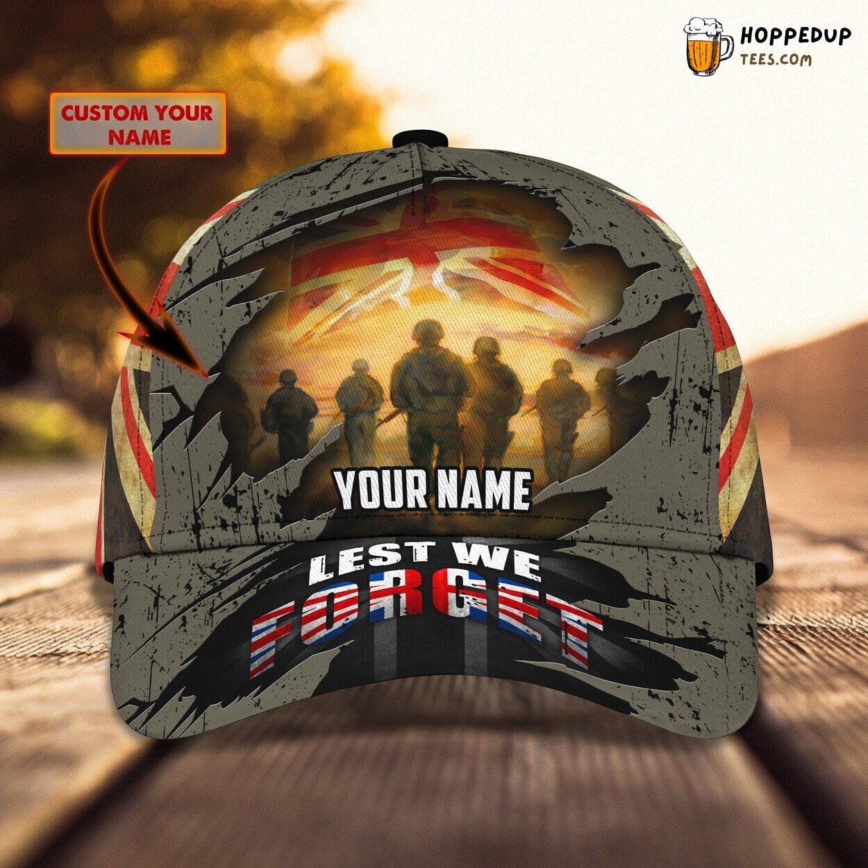 3D Classic Cap Salute to UK Veteran Personalized Name Unique Hat Design