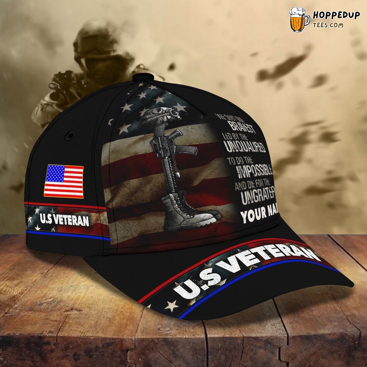 3D Classic Cap Saluting Our Veterans Personalized Name Hat Design 3D Classic Cap Saluting Our Veterans Personalized Name Hat Design