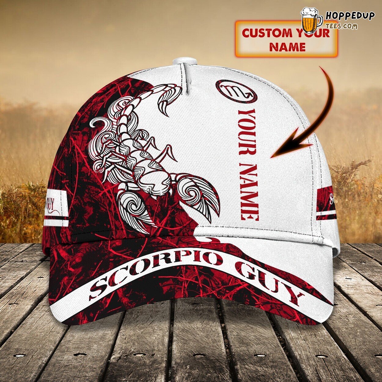 3D Classic Cap Scorpio Guy Zodiac Sign Personalized Name Hat Design