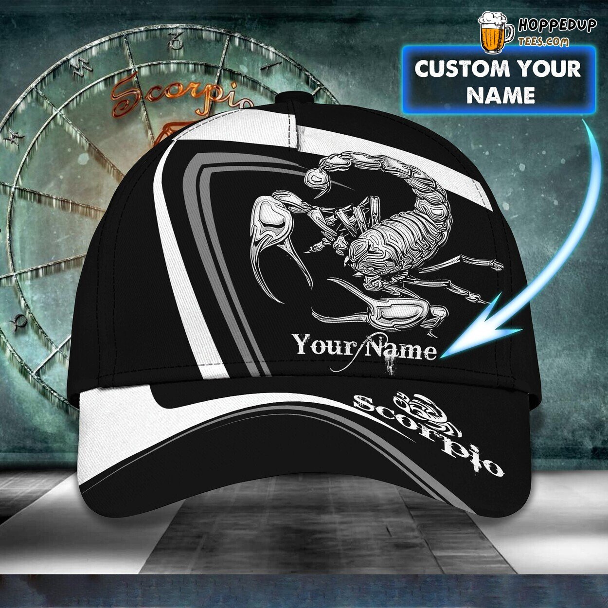 3D Classic Cap Scorpio Zodiac Passion Personalized Name Unique Hat Tribute