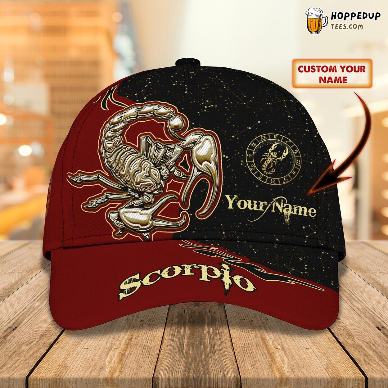 3D Classic Cap Scorpio Zodiac Personalized Name Unique Star Sign Hat
