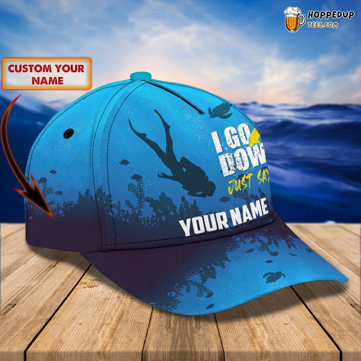 3D Classic Cap Scuba Diving Adventure I Go Down Unique Hat Tribute 3D Classic Cap Scuba Diving Adventure I Go Down Unique Hat Tribute