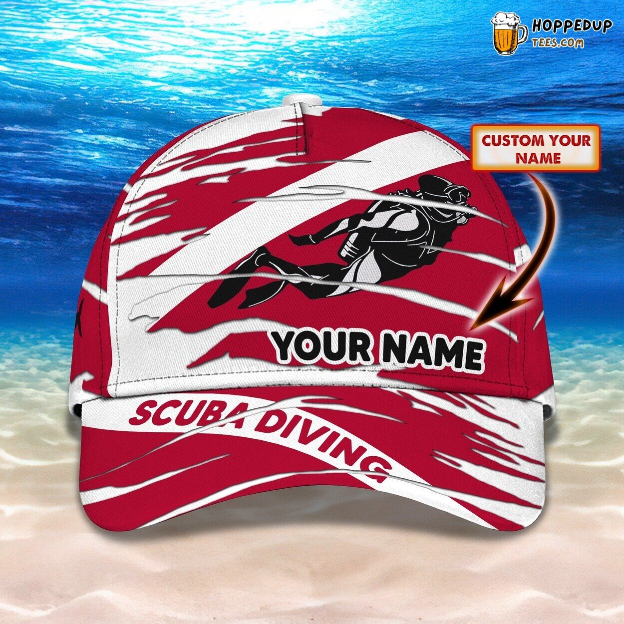 3D Classic Cap Scuba Diving Adventure Personalized Name Hat Design