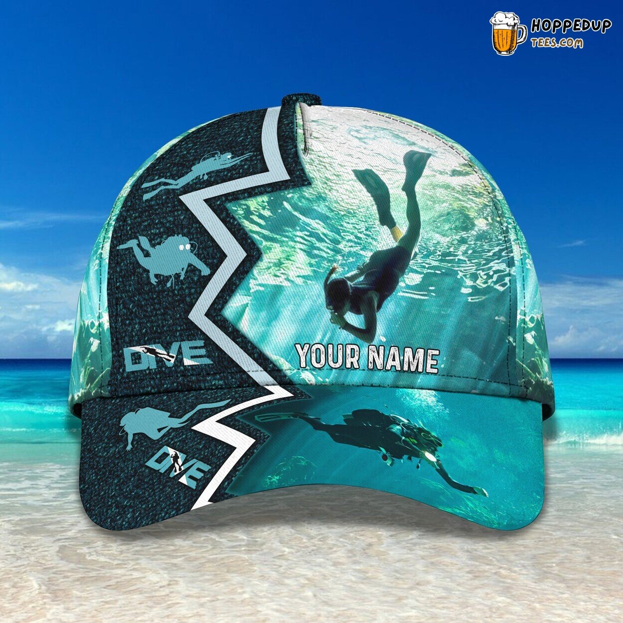 3D Classic Cap Scuba Diving Adventures Personalized Name Hat Unique Design