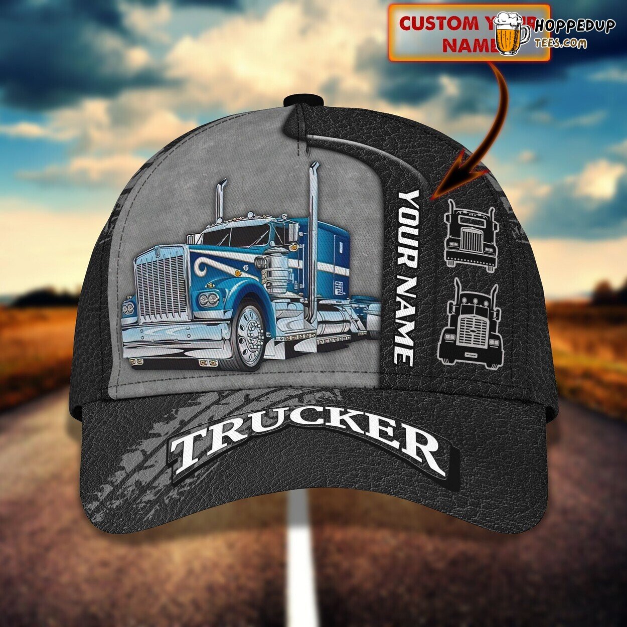 3D Classic Cap Semitrailer Truck Lover Personalized Name Classic Hat
