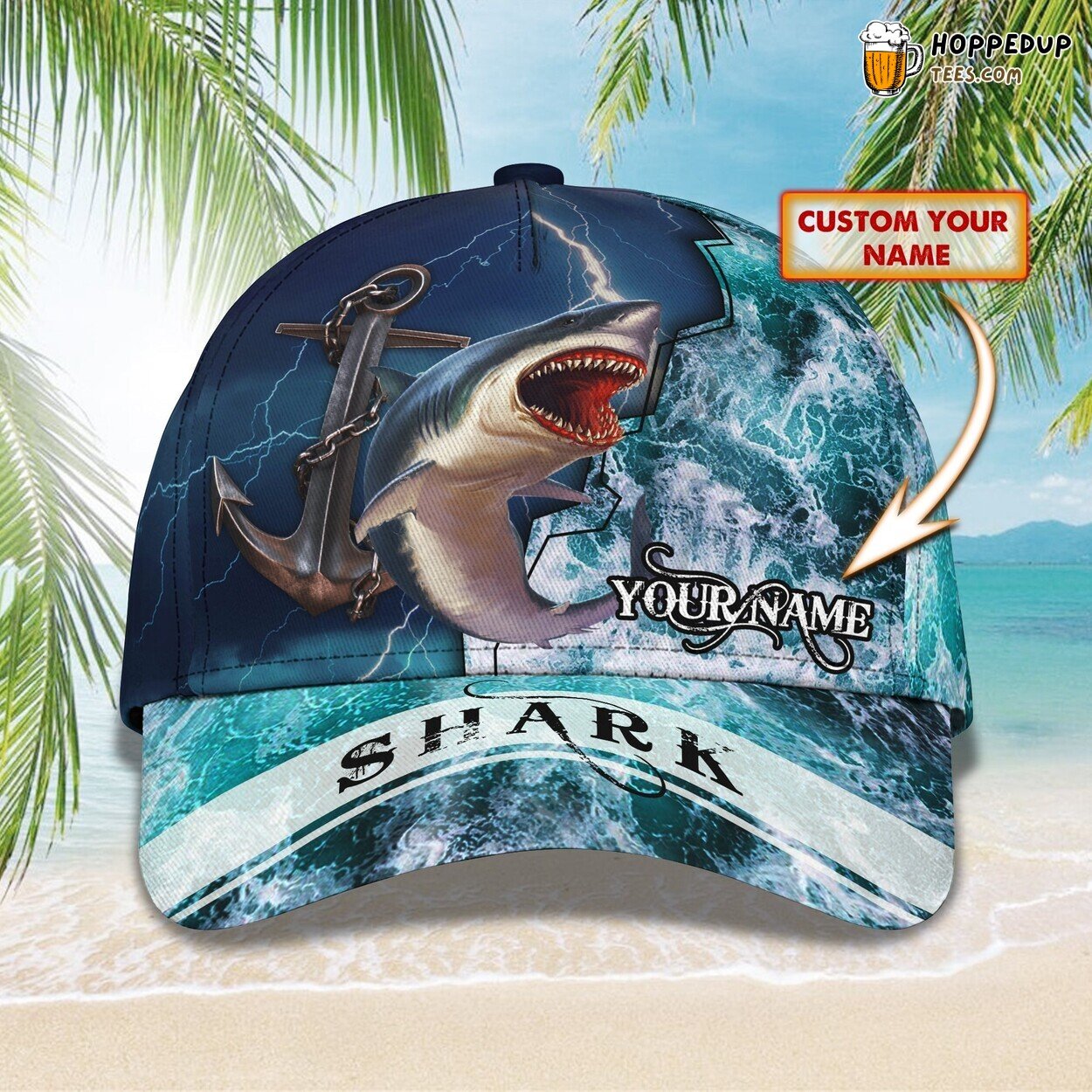 3D Classic Cap Shark Enthusiast Special Personalized Name Stylish Unique Design