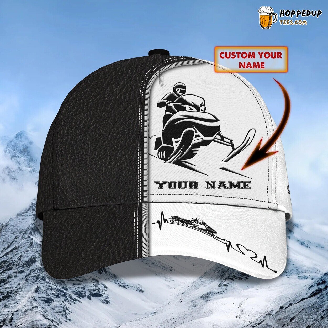 3D Classic Cap Snowmobile Adventure Personalized Name Classic Hat Design Series