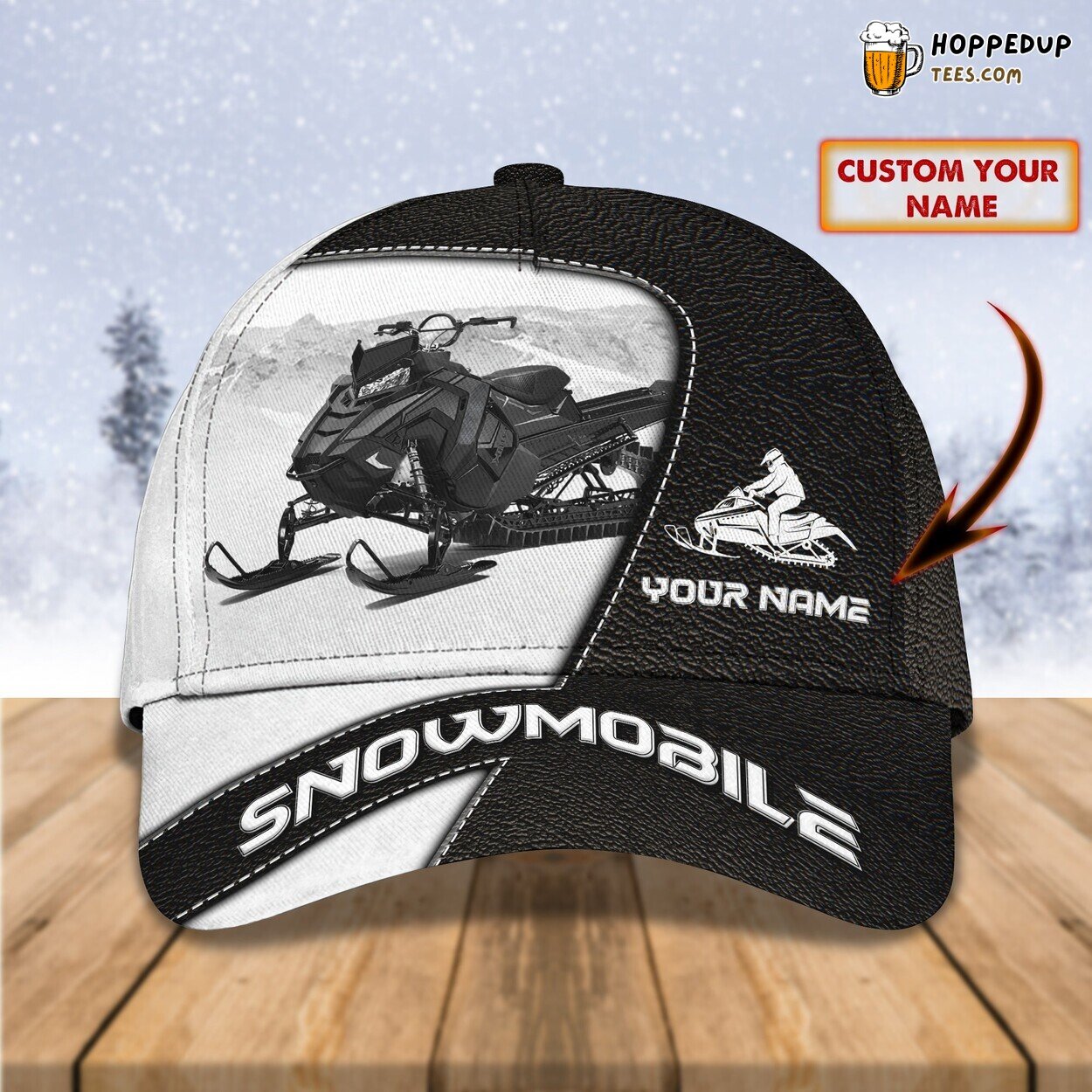 3D Classic Cap Snowmobile Adventures Personalized Name Classic Hat Tribute