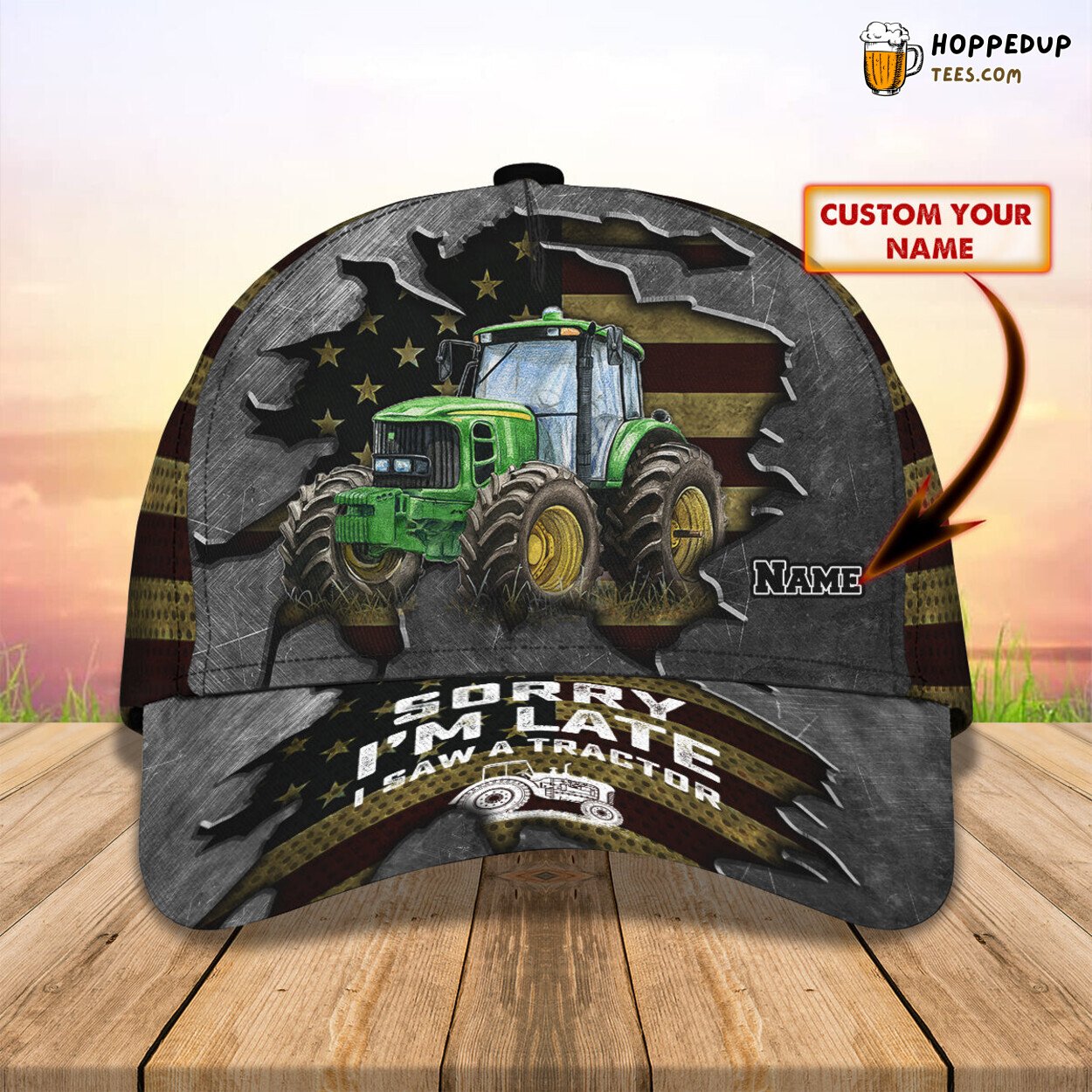 3D Classic Cap Sorry I’m Late Due to Tractor Sight Personalized Name