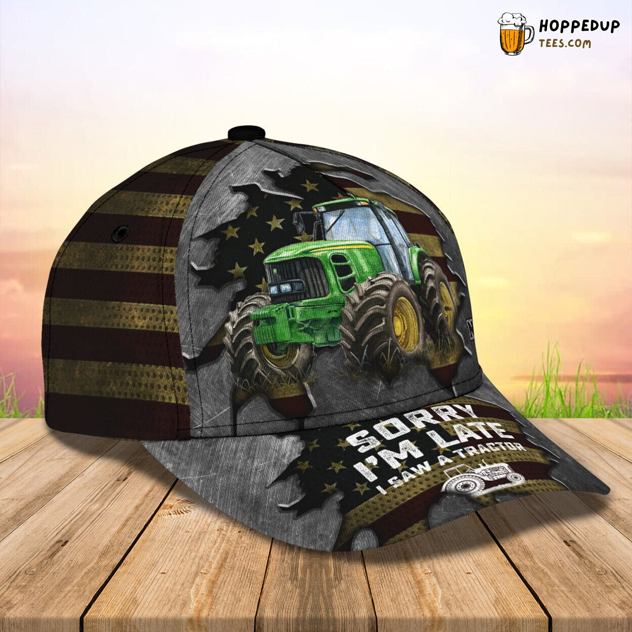 3D Classic Cap Sorry I’m Late Due to Tractor Sight Personalized Name